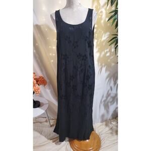 Spencer Alexis Vtg 90s Asian Floral Jaquard Sleeveless Maxi Dress Size L Black
